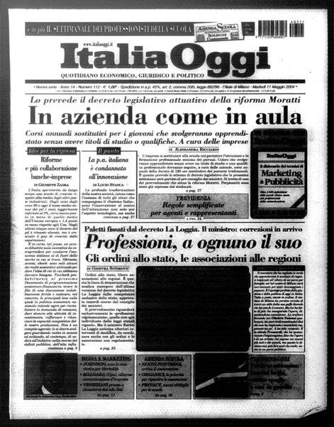 Italia oggi : quotidiano di economia finanza e politica